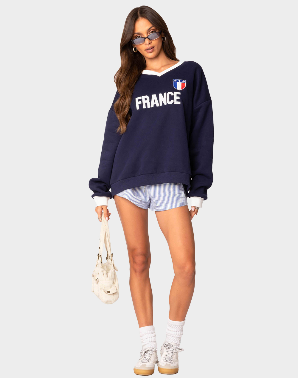 EDIKTED France Oversized Sweatshirt - NAVY