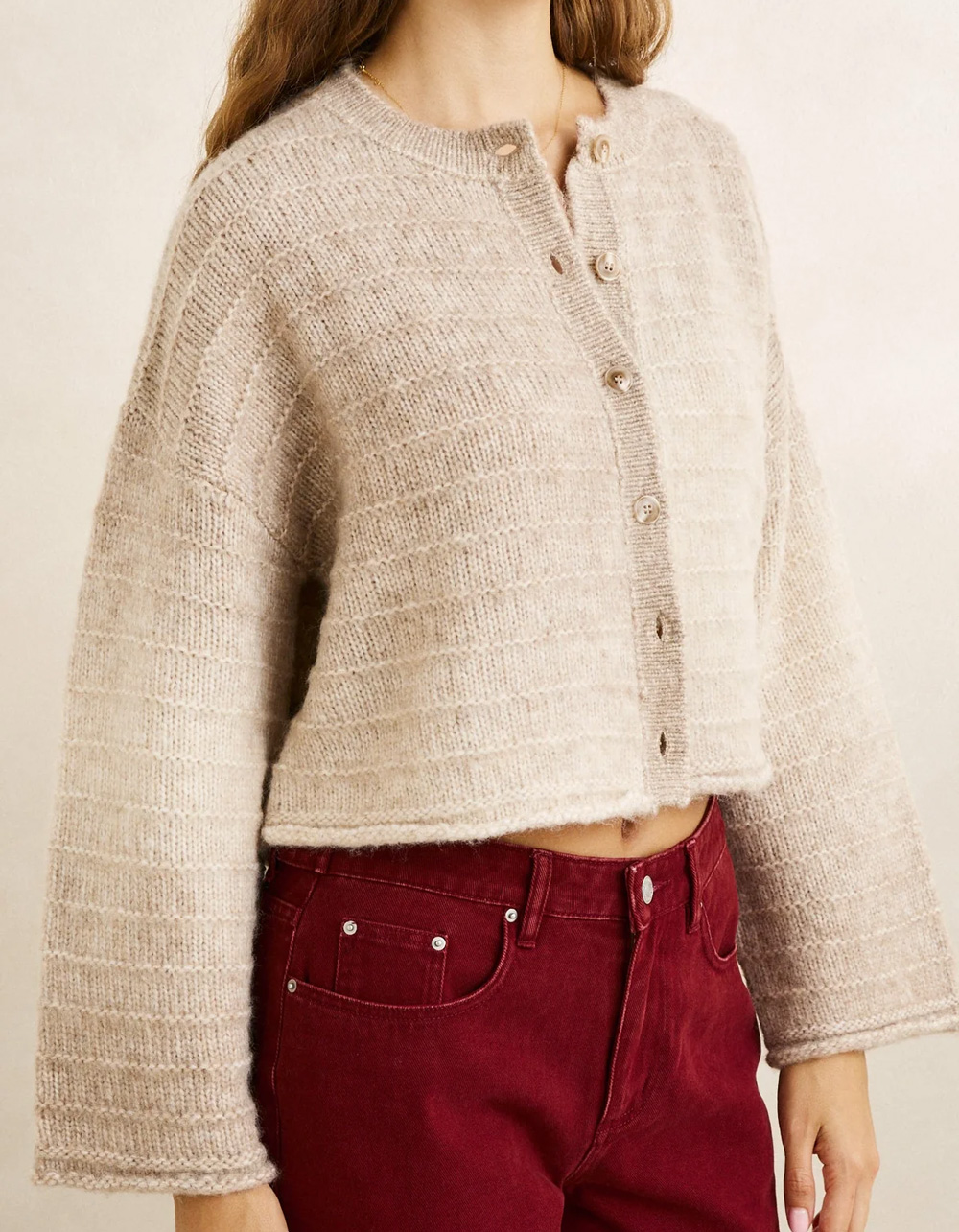 RHYTHM Baklava Womens Cardigan - CREAM