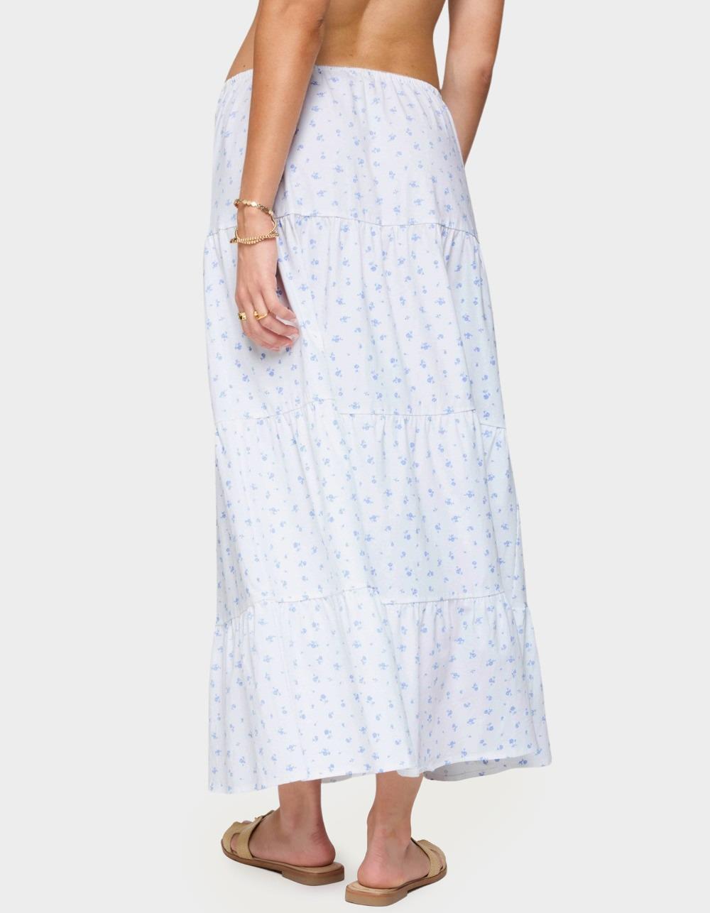 EDIKTED Charley Floral Tiered Maxi Skirt - WHITE