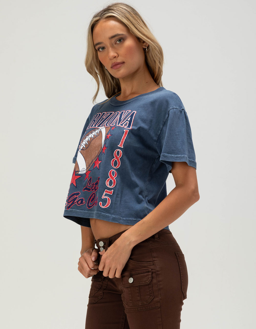 CHICKA-D University of Arizona Short 'n Sweet Womens Crop Tee - BLUE