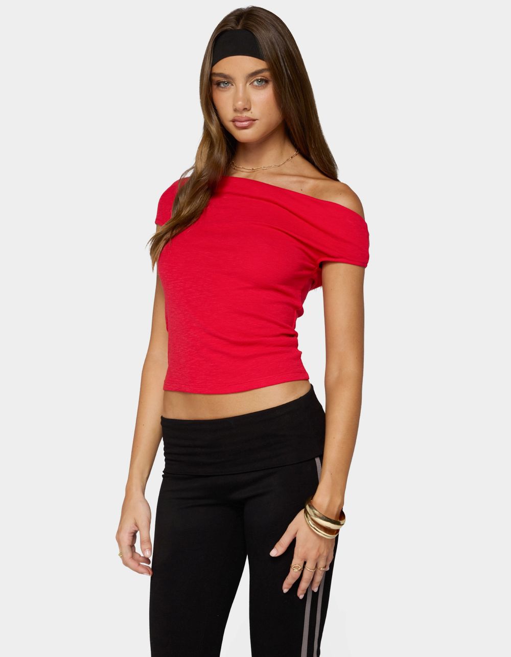EDIKTED Martah Off Shoulder Top - RED