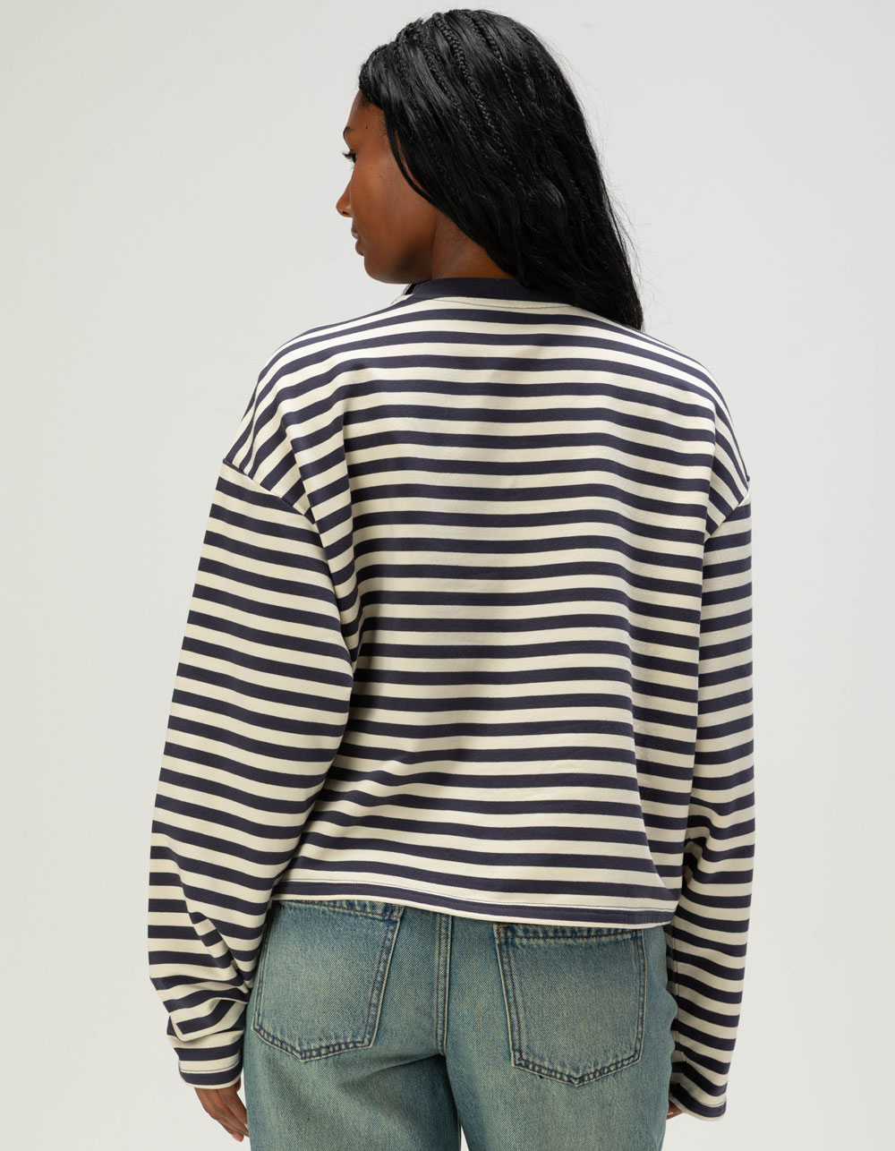DICKIES Relax Stripe Womens Long Sleeve Top - GRAY COMBO
