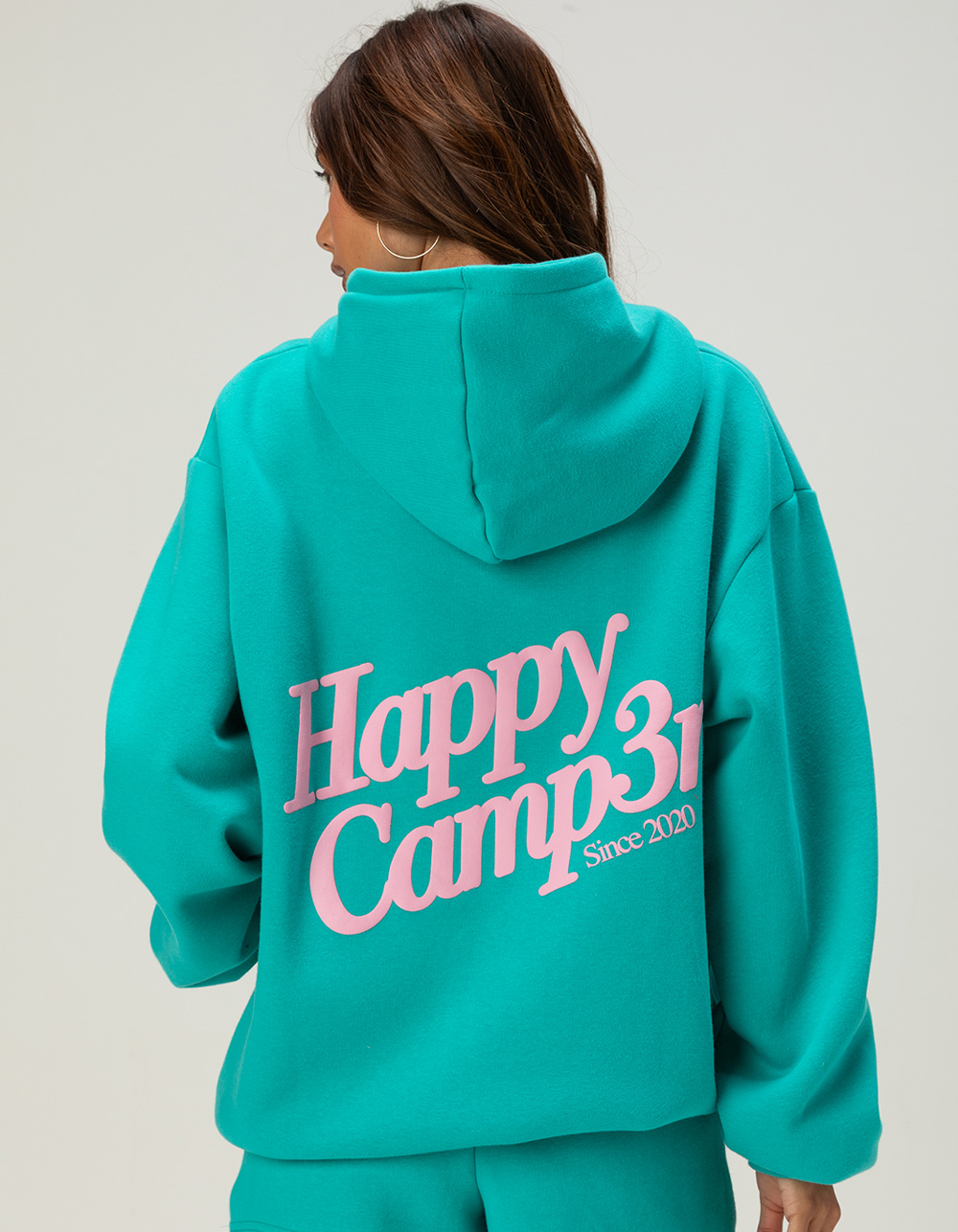 HAPPY CAMP3R Puff Series Core Womens Hoodie - TEAL BLUE