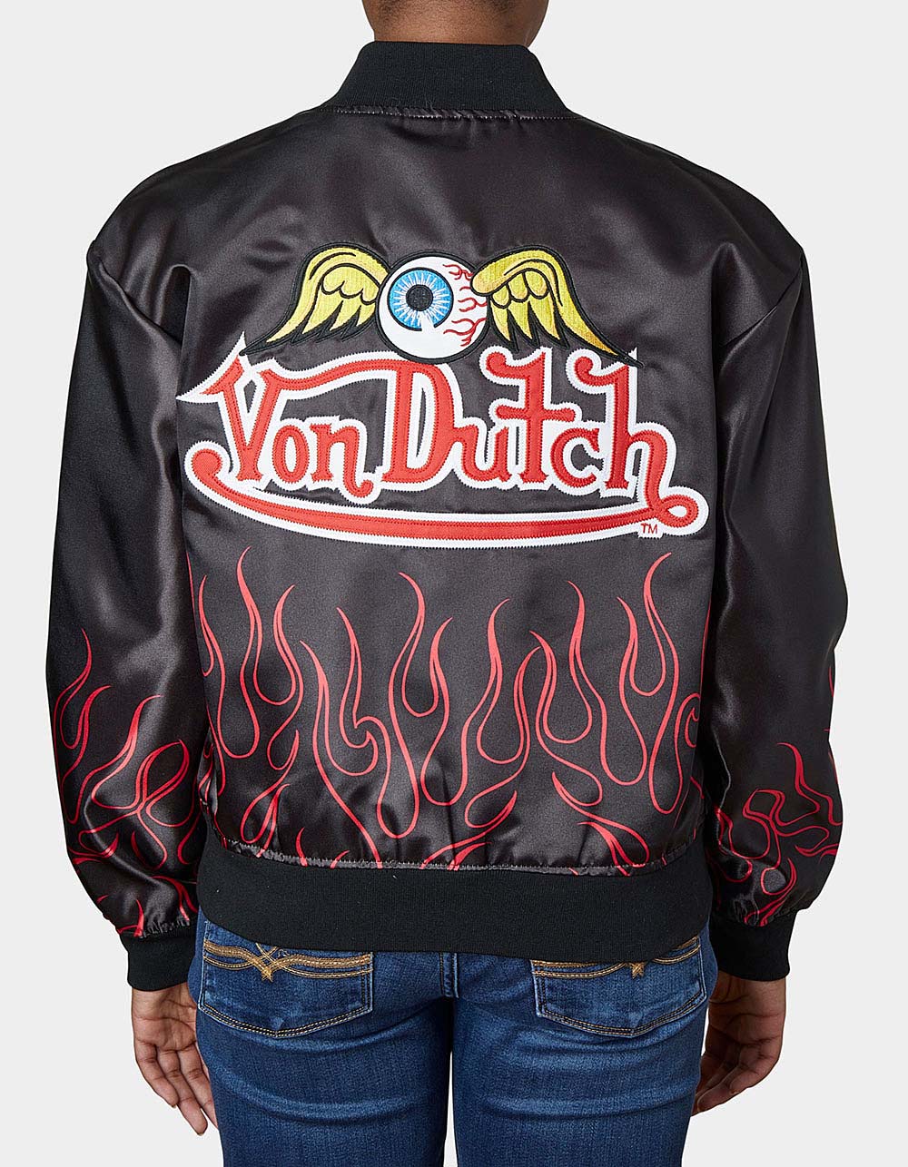 VON DUTCH Flight Satin Twill Womens Jacket - BLACK