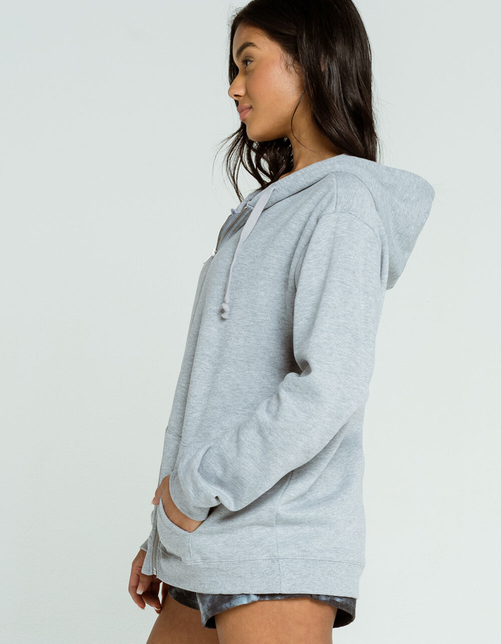 ***INACTIVE***FULL TILT Womens Oversized ZipUp Hoodie HEATHER GRAY