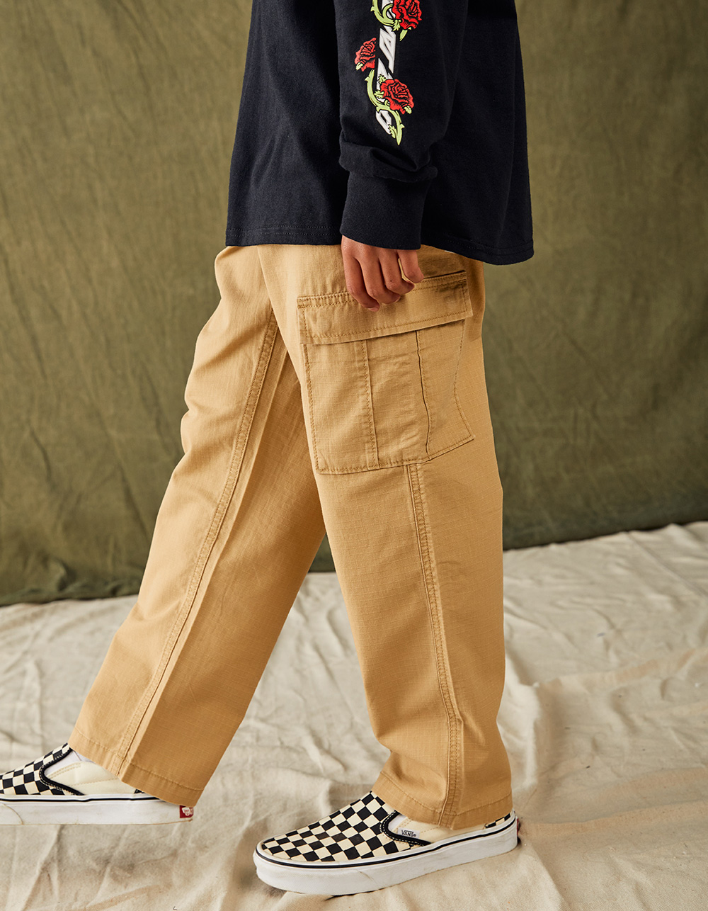 RSQ Boys Loose Cargo Ripstop Pants - TAN