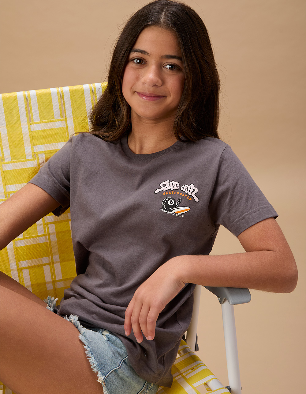 SANTA CRUZ 8-Baller Girls Boyfriend Tee - CHARCOAL