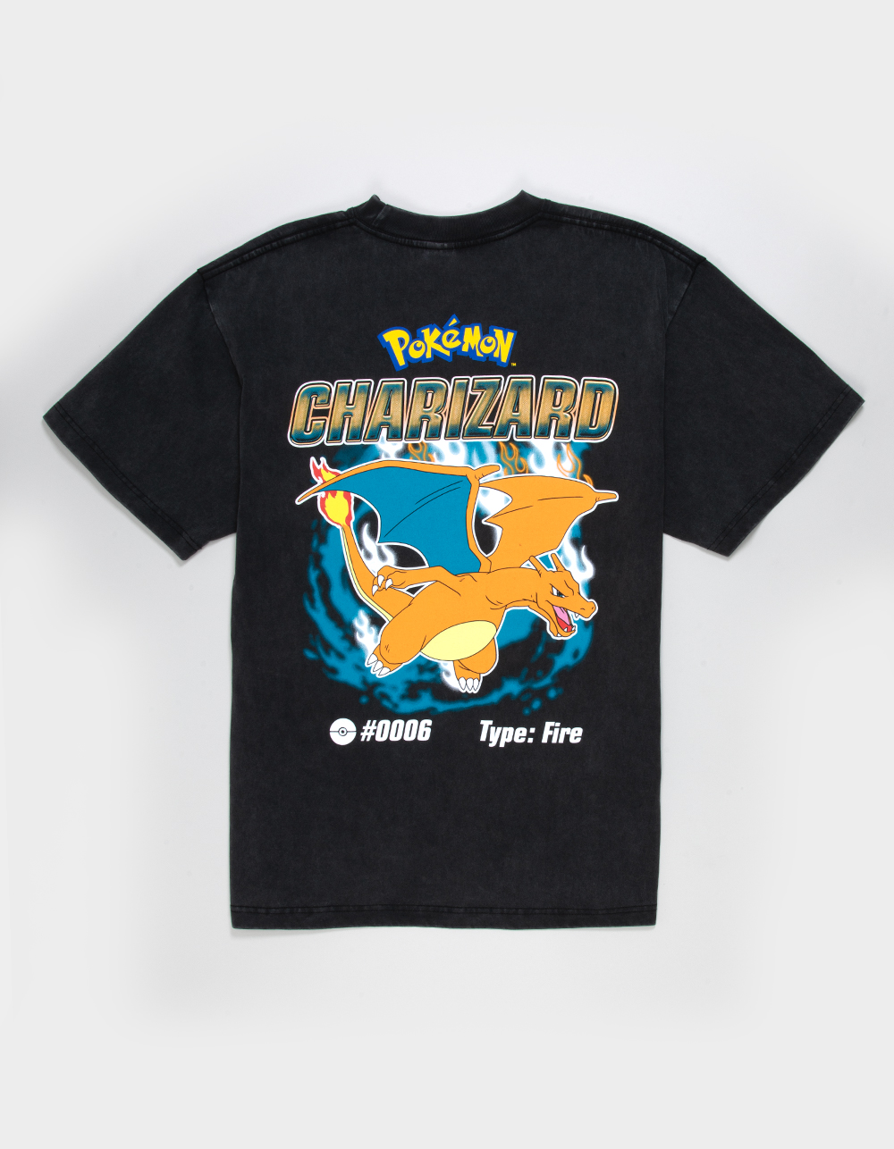 POKEMON Charizard Mens Boxy Tee - WASHED BLACK