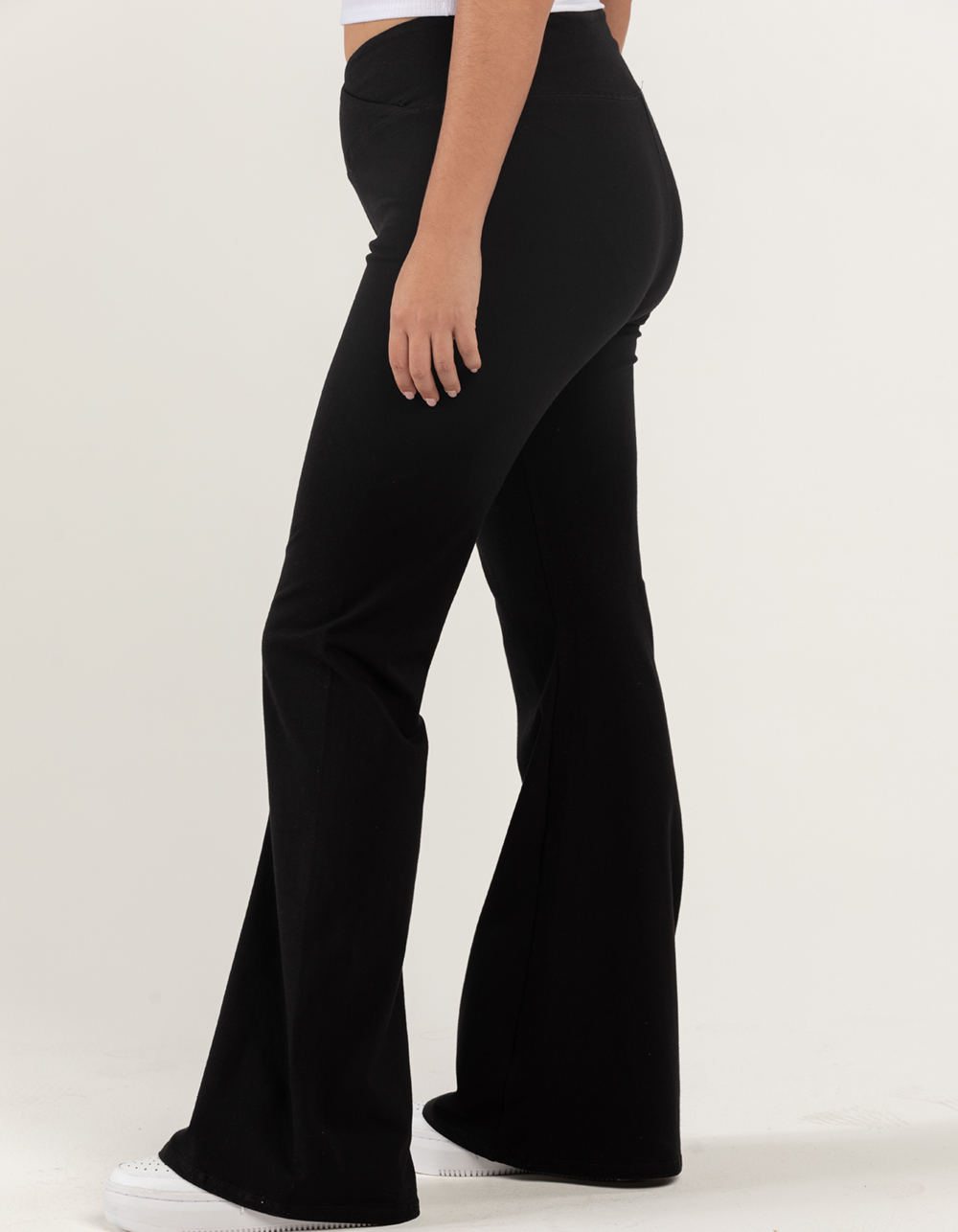 FULL TILT Womens Crossover Waist Flare Leggings BLACK Tillys