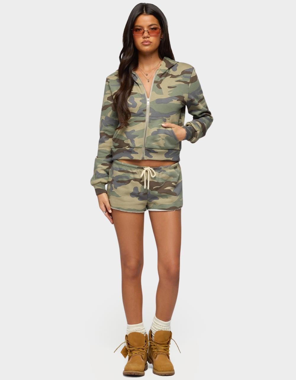 EDIKTED Lynette Zip Up Hoodie - DK GREEN