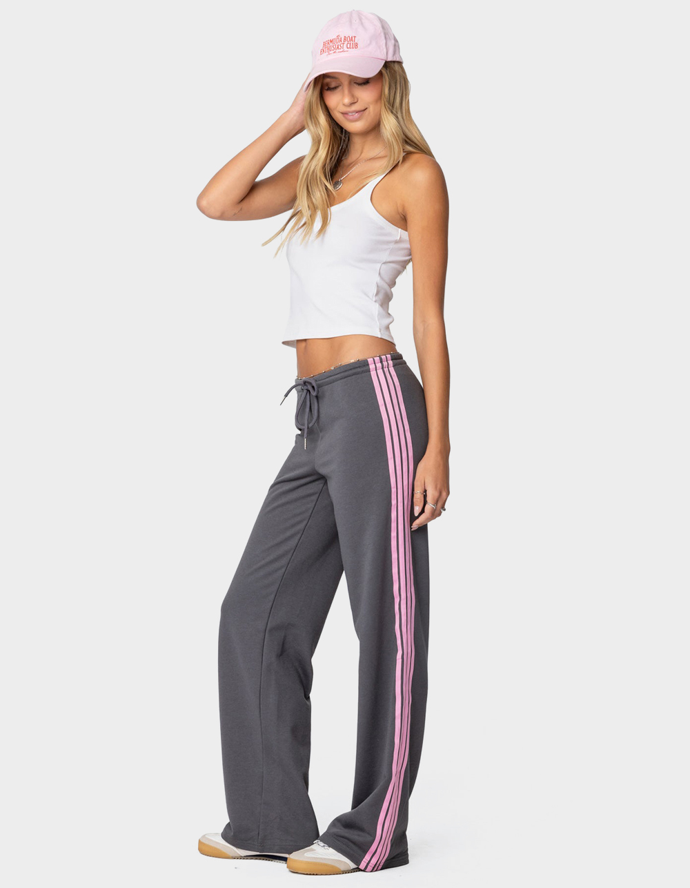 EDIKTED Averie Contrast Striped Sweatpants - GRAY