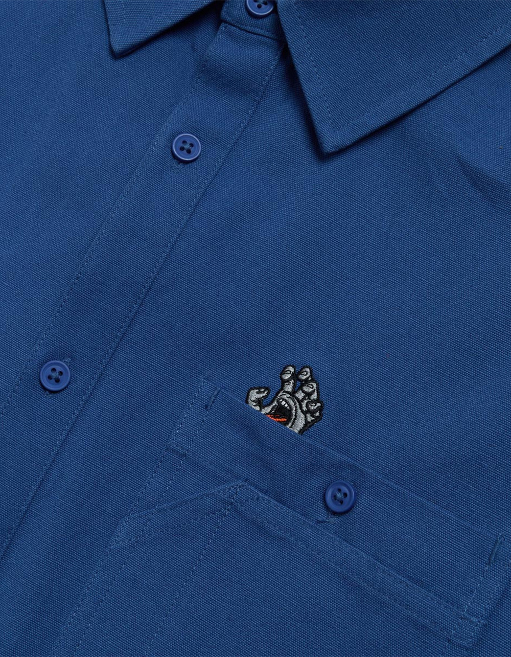 SANTA CRUZ Screaming Hand Utility Mens Button Up Shirt - BLUE