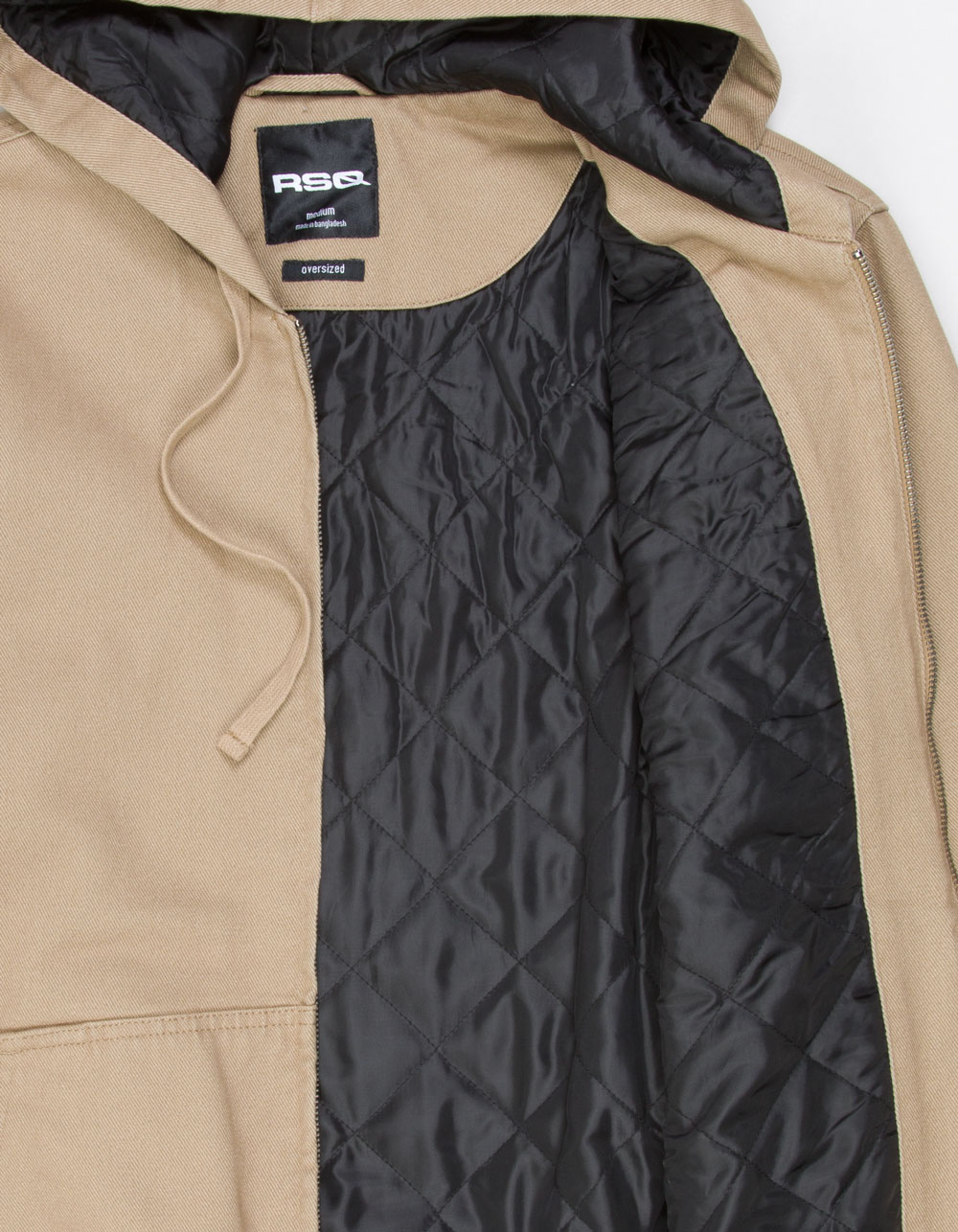 RSQ Mens Oversized Hooded Twill Jacket - TAN