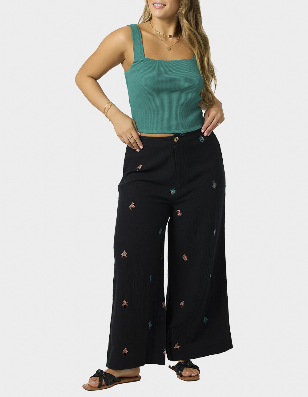 O'NEILL Rhodes Palm Womens Beach Pants - BLACK