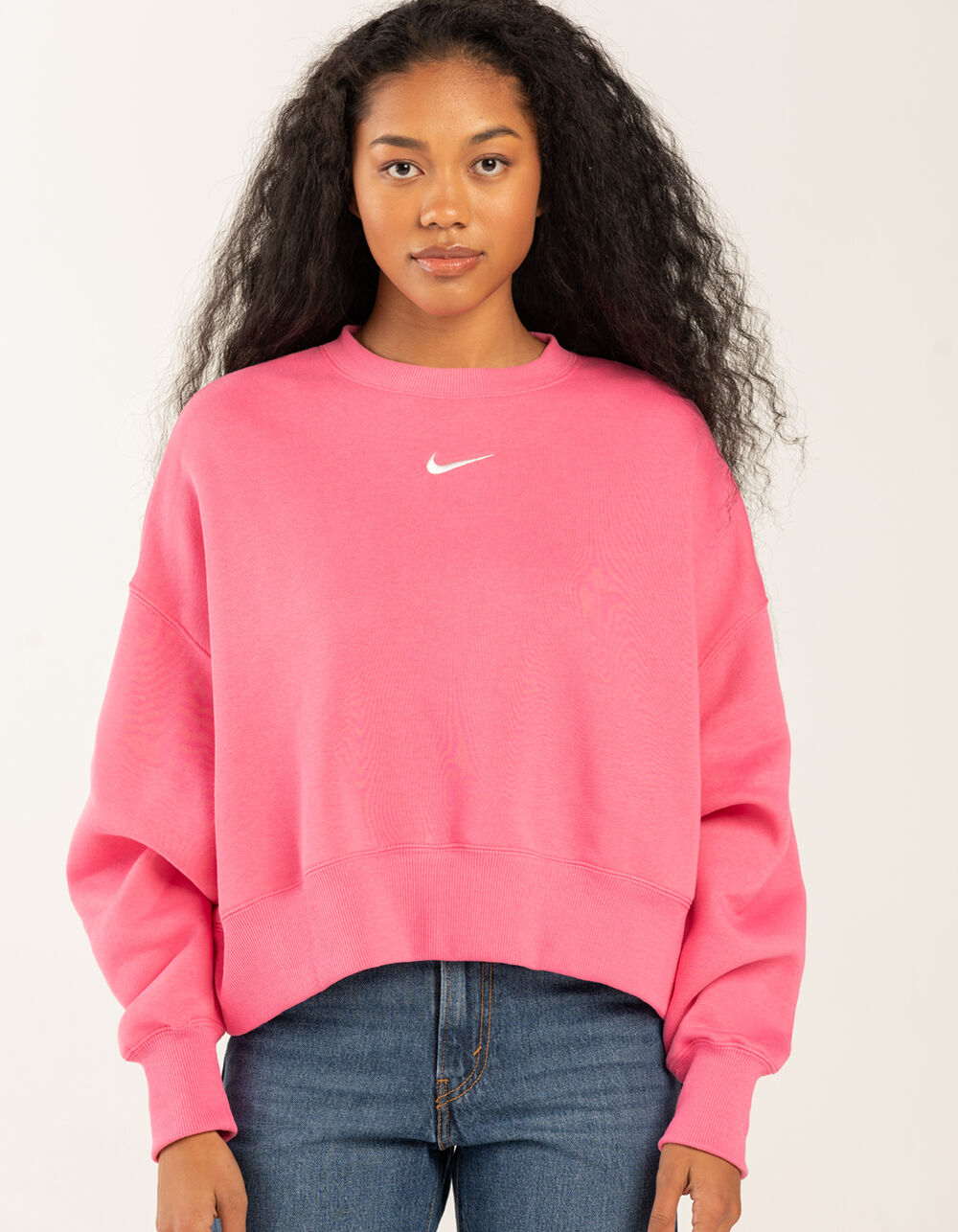 NIKE Sportswear Phoenix Oversized Crop Crewneck Sweatshirt - PINK | Tillys