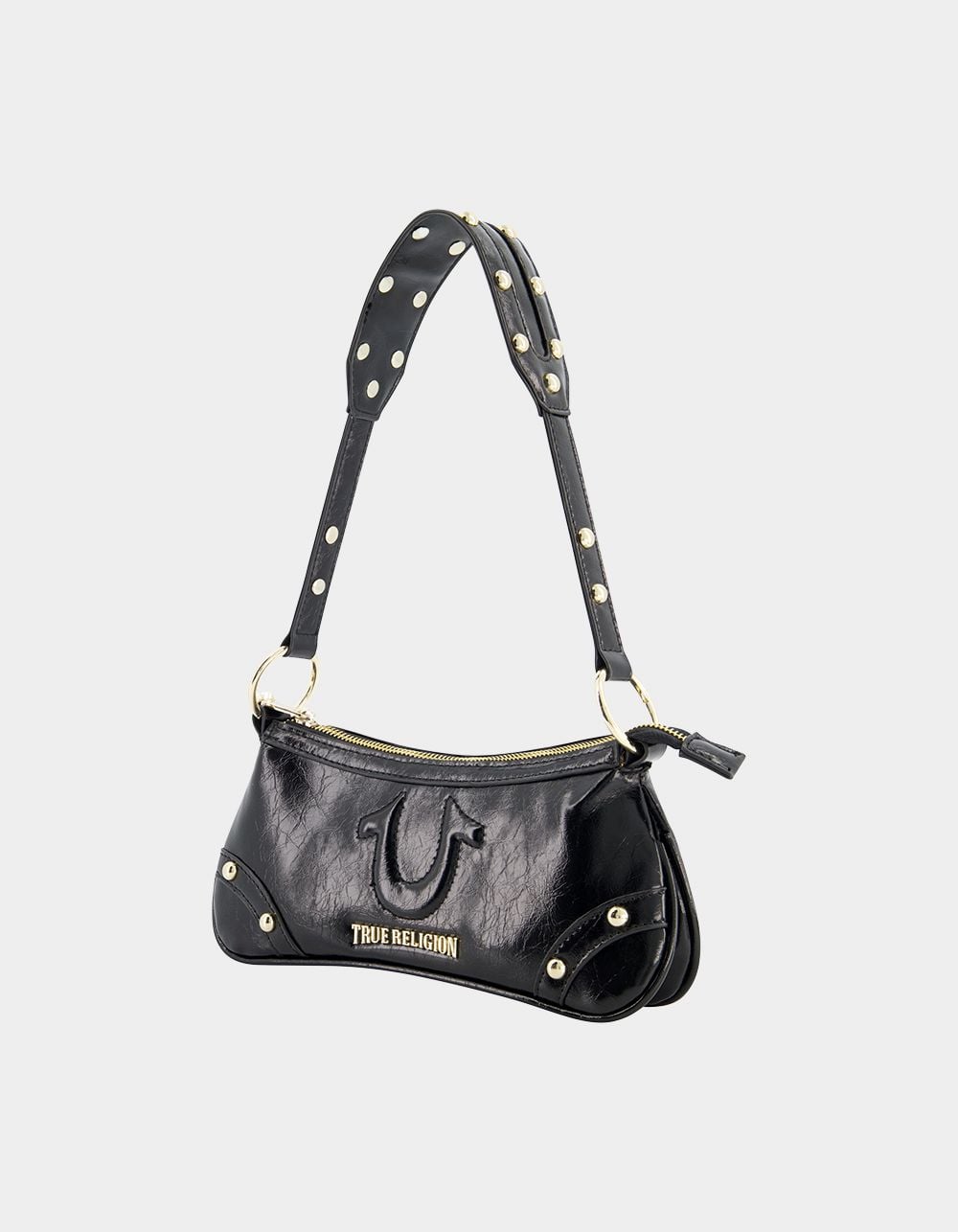 TRUE RELIGION Horseshoe Hardware Shoulder Bag - BLACK