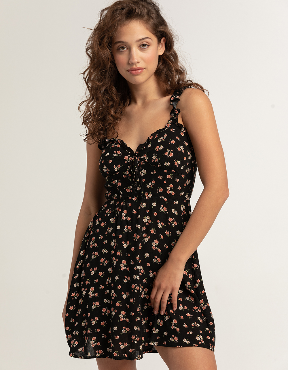 TIMING Tie Front Womens Babydoll Dress - BLACK | Tillys