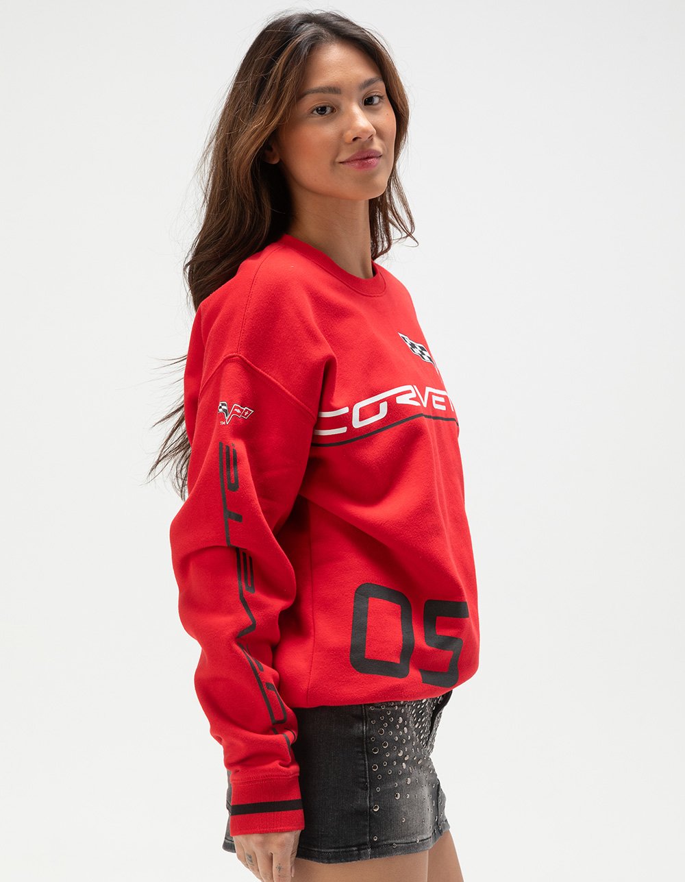 GENERAL MOTORS Corvette Womens Crewneck Sweatshirt - RED
