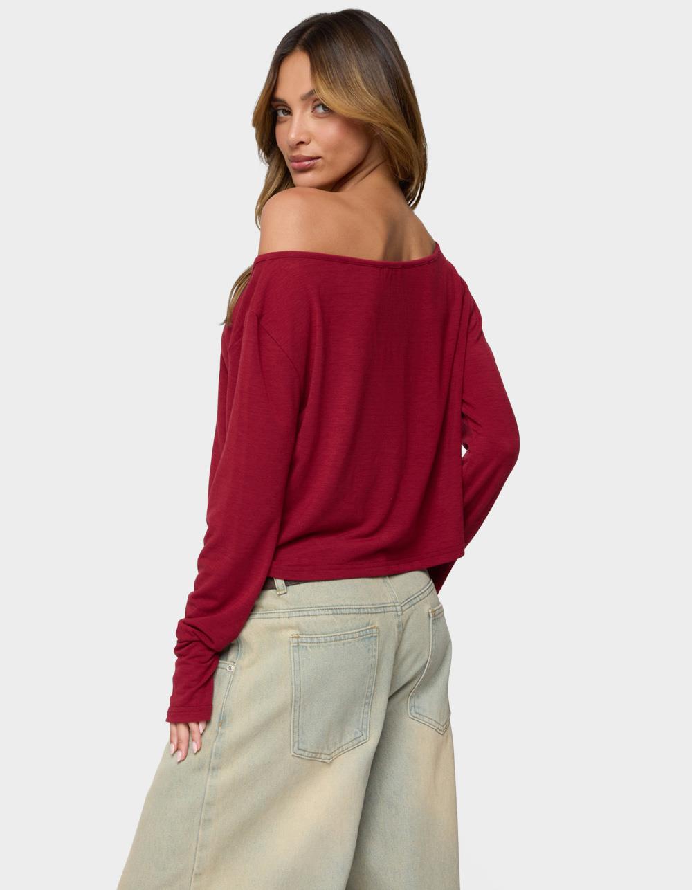 EDIKTED LA Babe Off Shoulder Top - DK RED