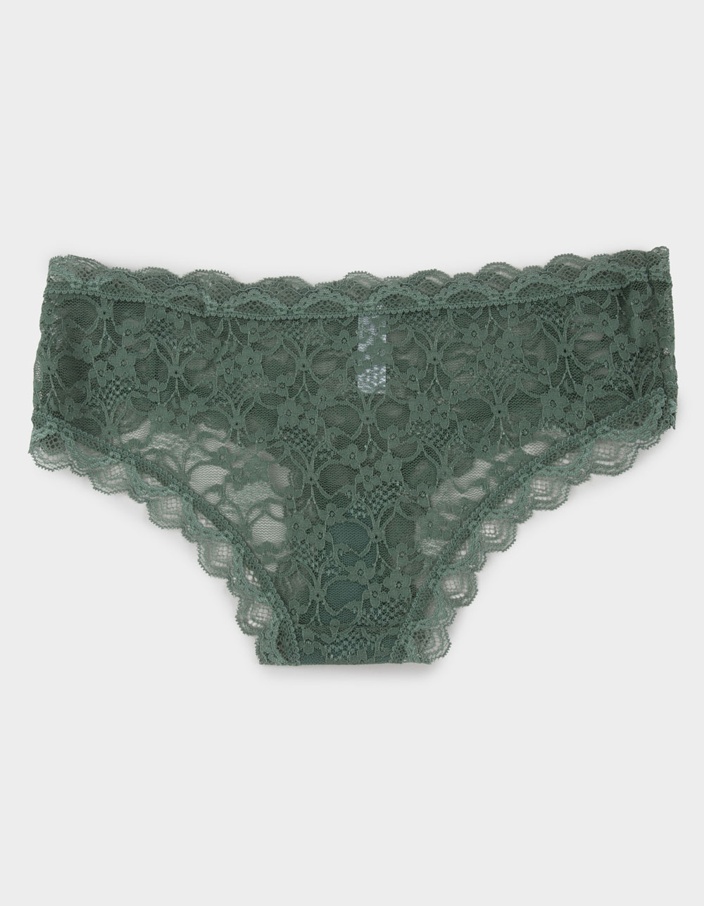 FULL TILT Allover Lace Up Hipster Panties - FOREST