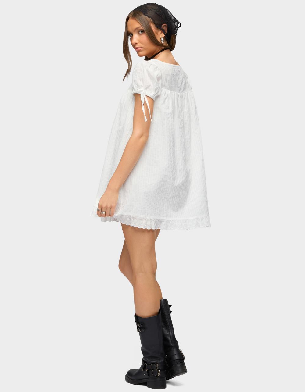 EDIKTED Sepid Striped Cotton Mini Dress - BEIGE