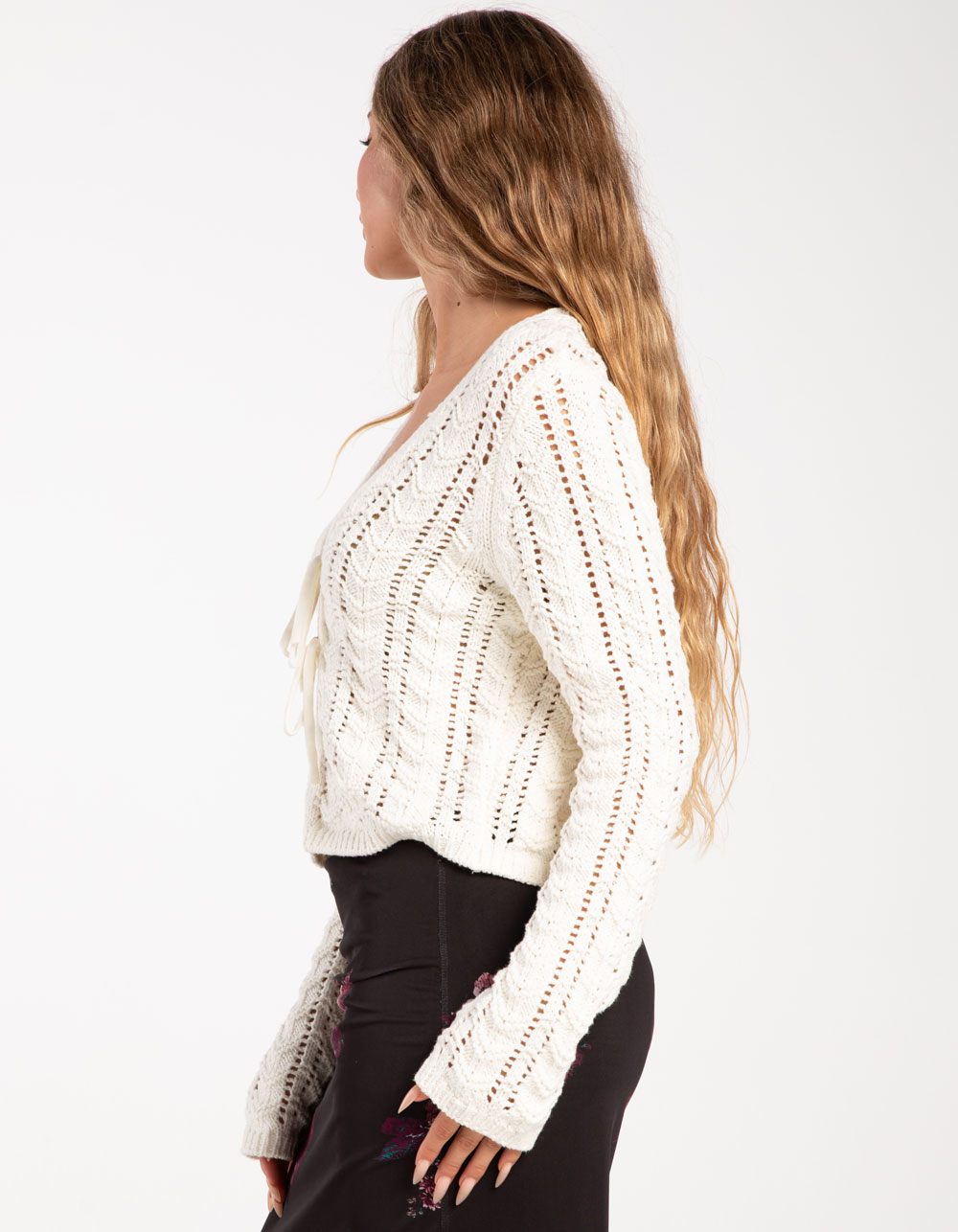 RSQ Weave CREAM Chunky Double Tillys Tie - Womens Cardigan |