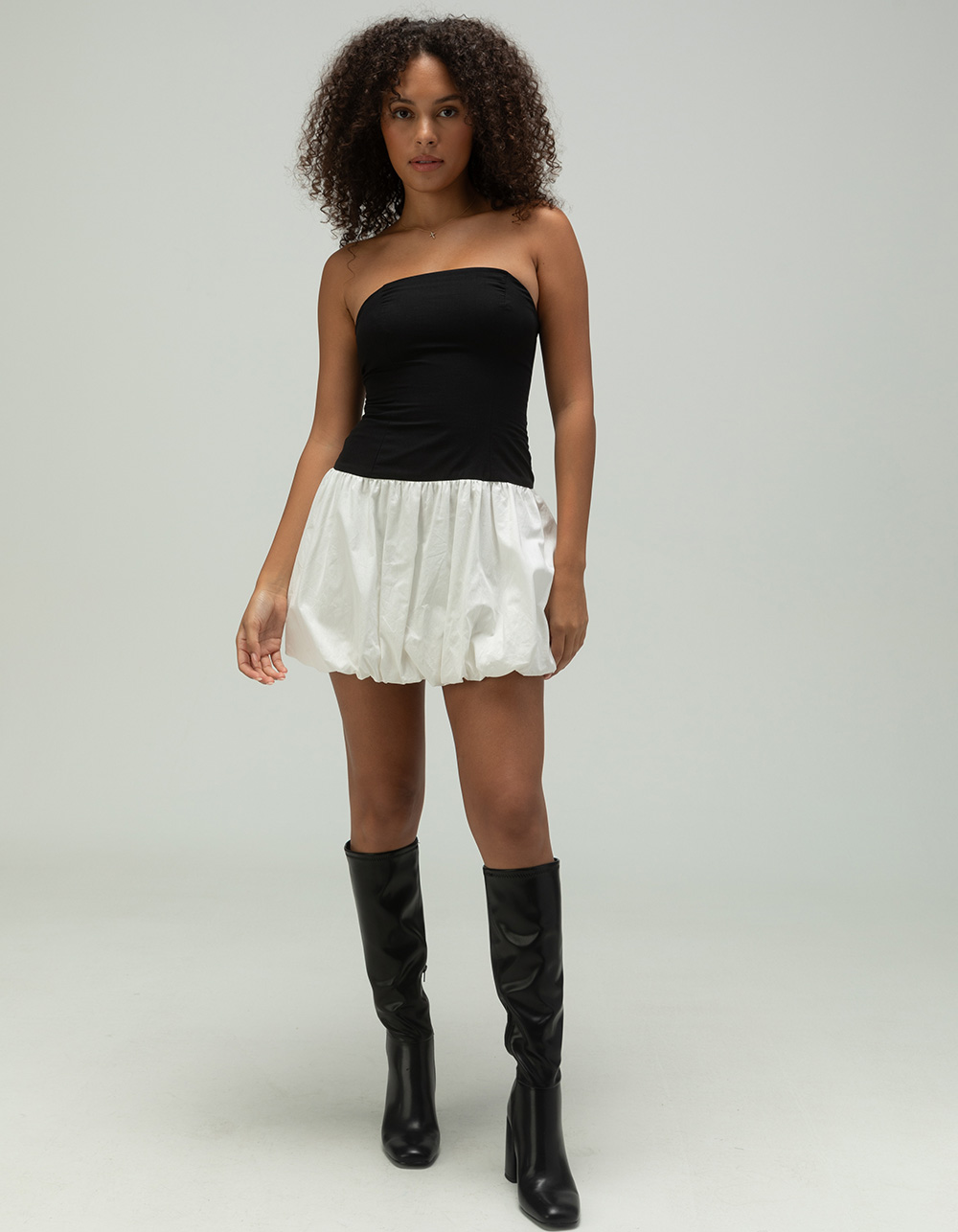 WEST OF MELROSE Two Tone Bubble Dress - BLK/WHT