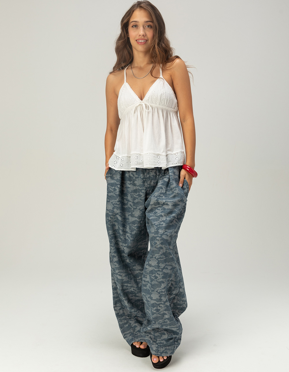 BDG Urban Outfitters Izzy Womens Eyelet Babydoll Top
