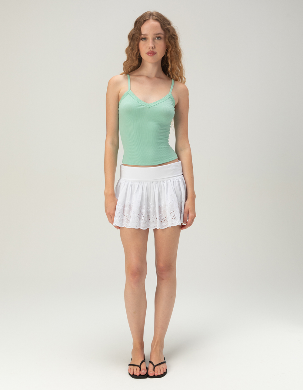TILLYS Lace Trim Womens Cami - TEAL GREEN