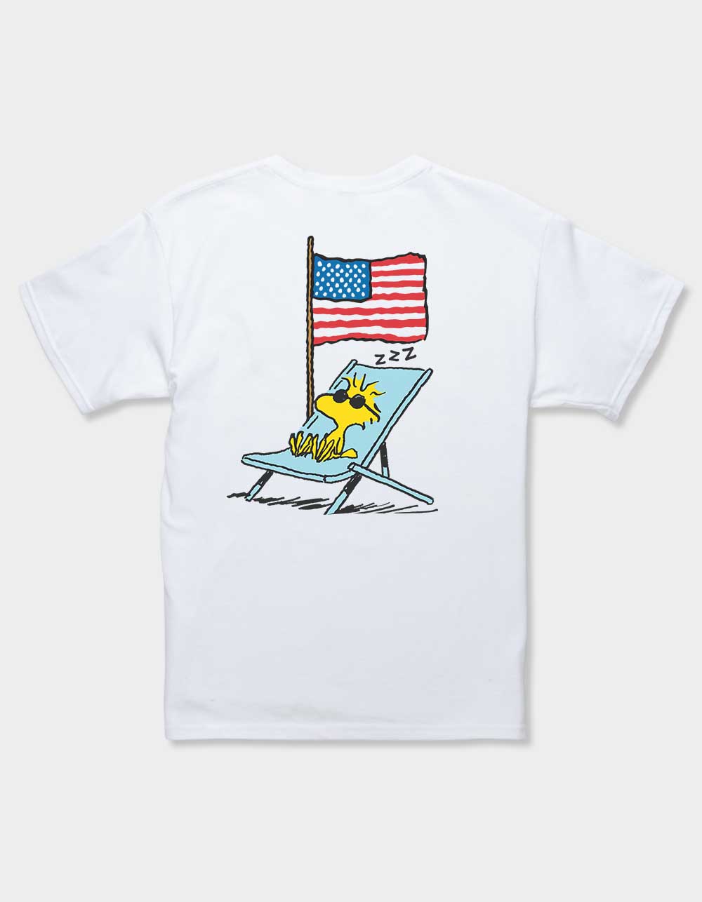 PEANUTS Woodstock American Flag Unisex Kids Tee - WHITE