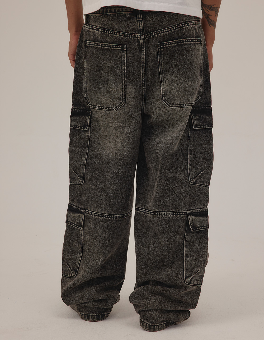 RSQ Mens Extra Baggy Cargo Jeans - BLACK