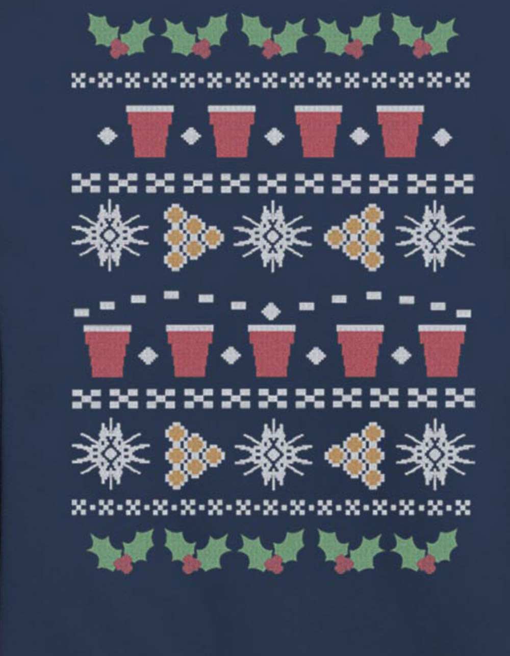 Holiday Beer Pong Unisex Ugly Sweatshirt - NAVY