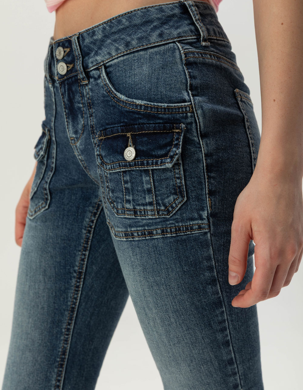 RSQ Womens Cargo Bootcut Jeans - MEDIUM WASH