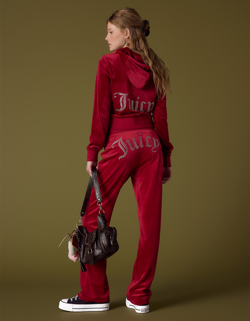 JUICY COUTURE OG Bling Womens Track Pants - RED - XS