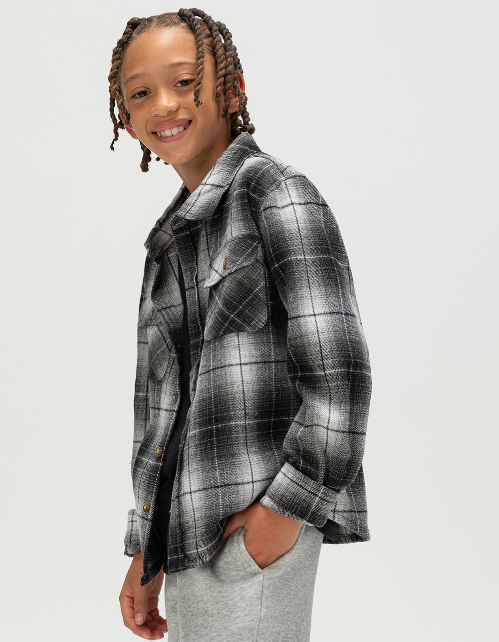 LIRA Boys Flannel - BLK/WHT