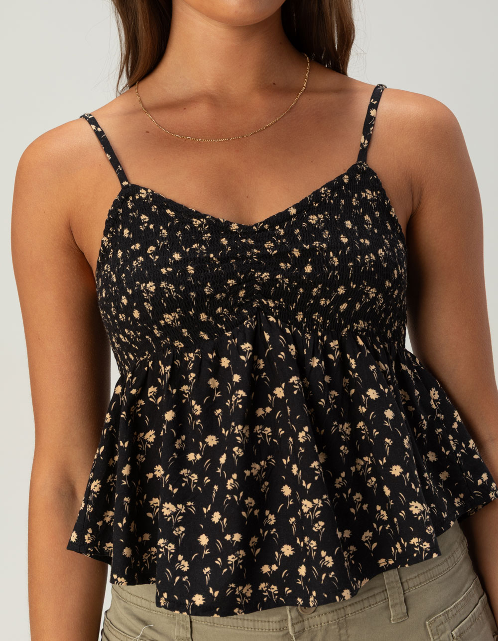 PATRONS OF PEACE Sophie Womens Smocked Top - BLACK COMBO