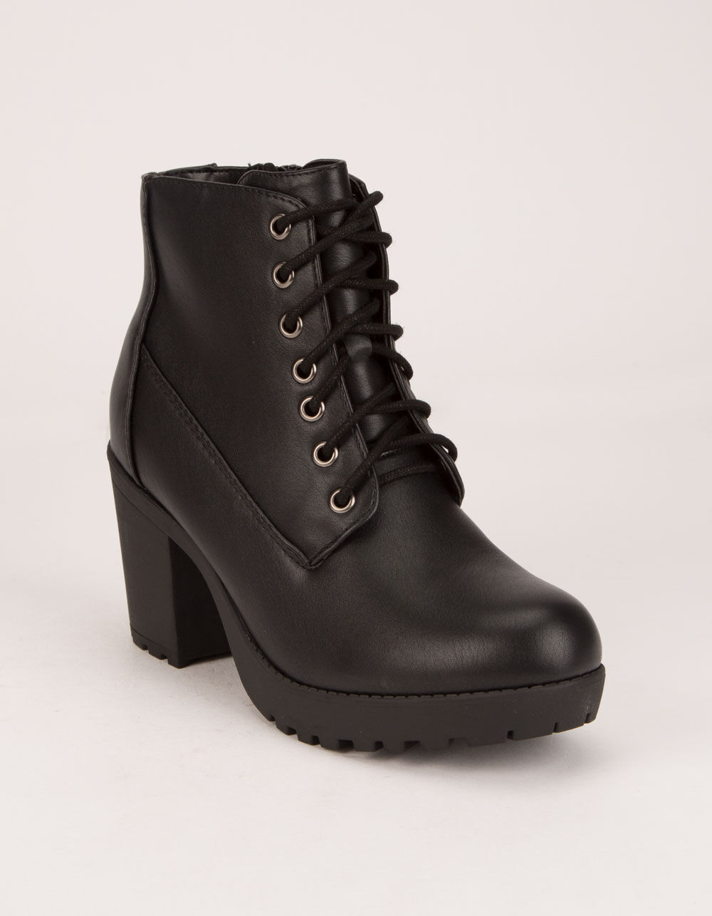 SODA Lug Sole Lace Up Womens Booties - BLK/BLK | Tillys