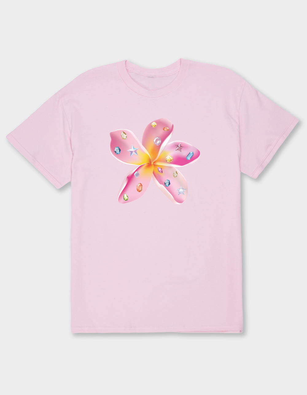 PLUMERIA Rhinestones Unisex Tee - LIGHT PINK