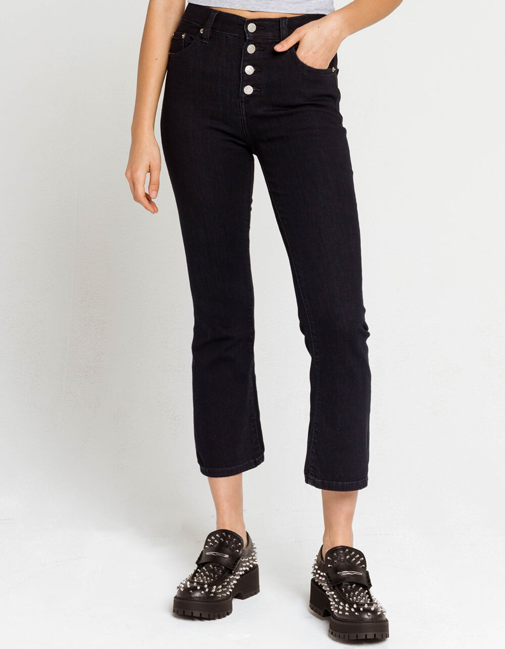 DAZE Space Out Womens High Rise Crop Flare Jeans - DARK WASH | Tillys