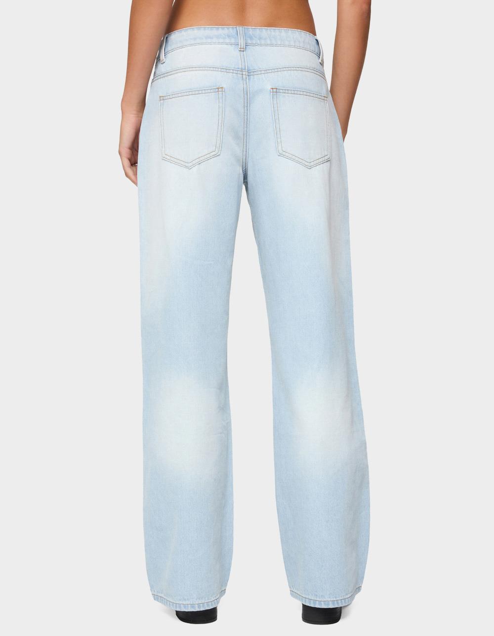 EDIKTED Magda Low Rise Acid Wash Jeans - LIGHT BLUE