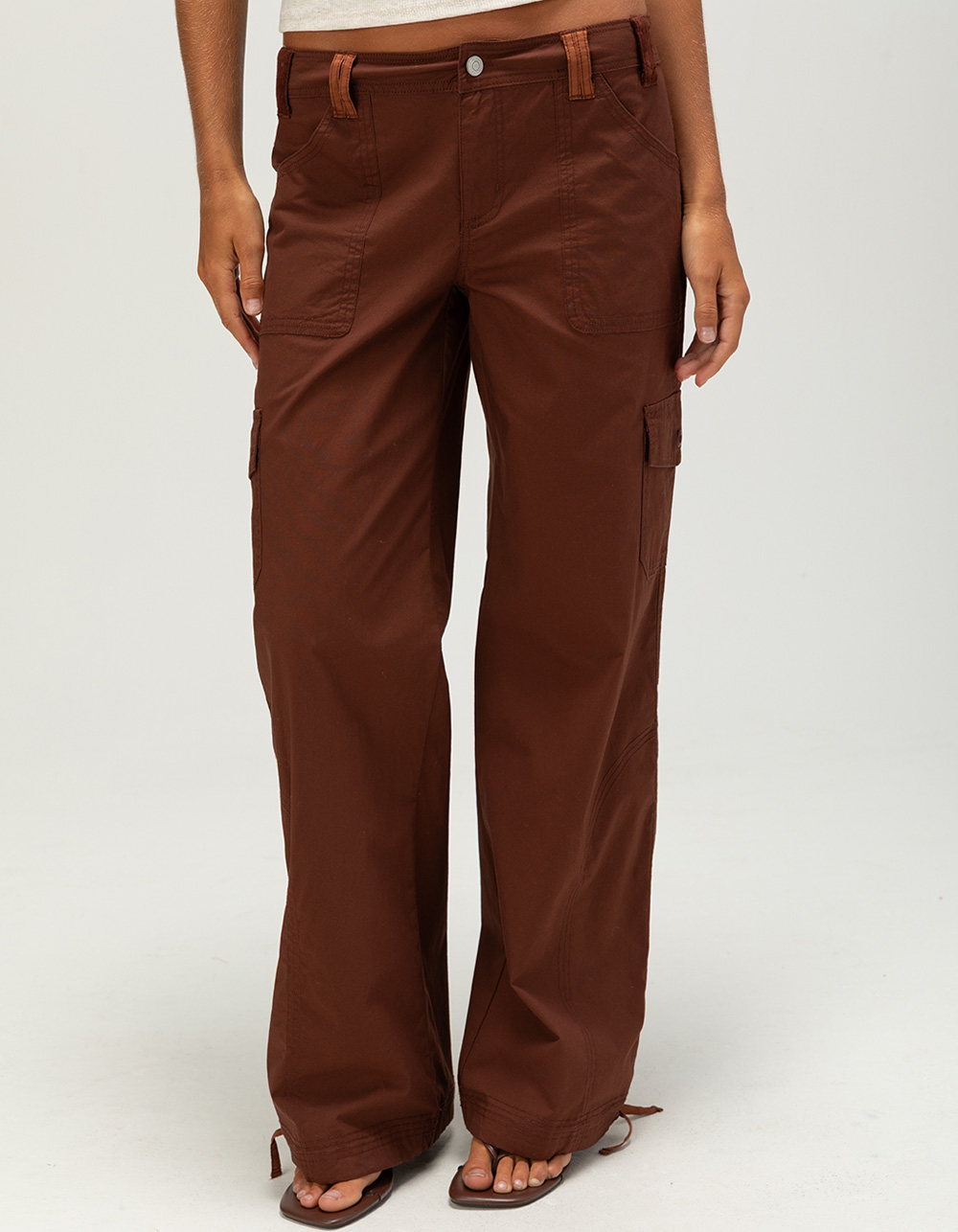 RSQ Womens Low Rise Poplin Utility Pants - BROWN