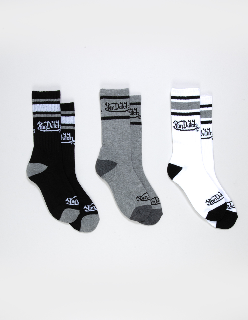 VON DUTCH 3 Pack Mens Crew Socks - MULTI