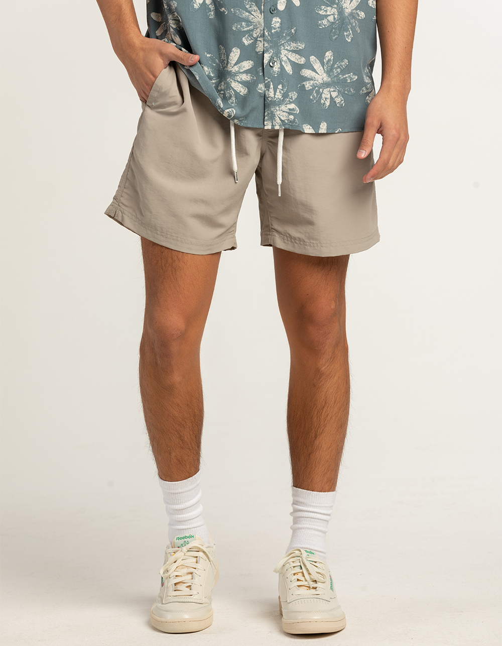 RSQ Mens 6" Nylon Shorts - VINTAGE KHAKI