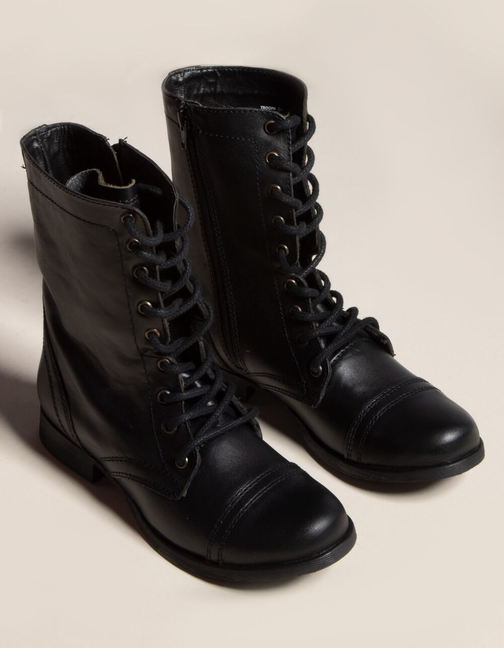 STEVE MADDEN Troopa Lace Up Womens Black Combat Boots - BLACK | Tillys