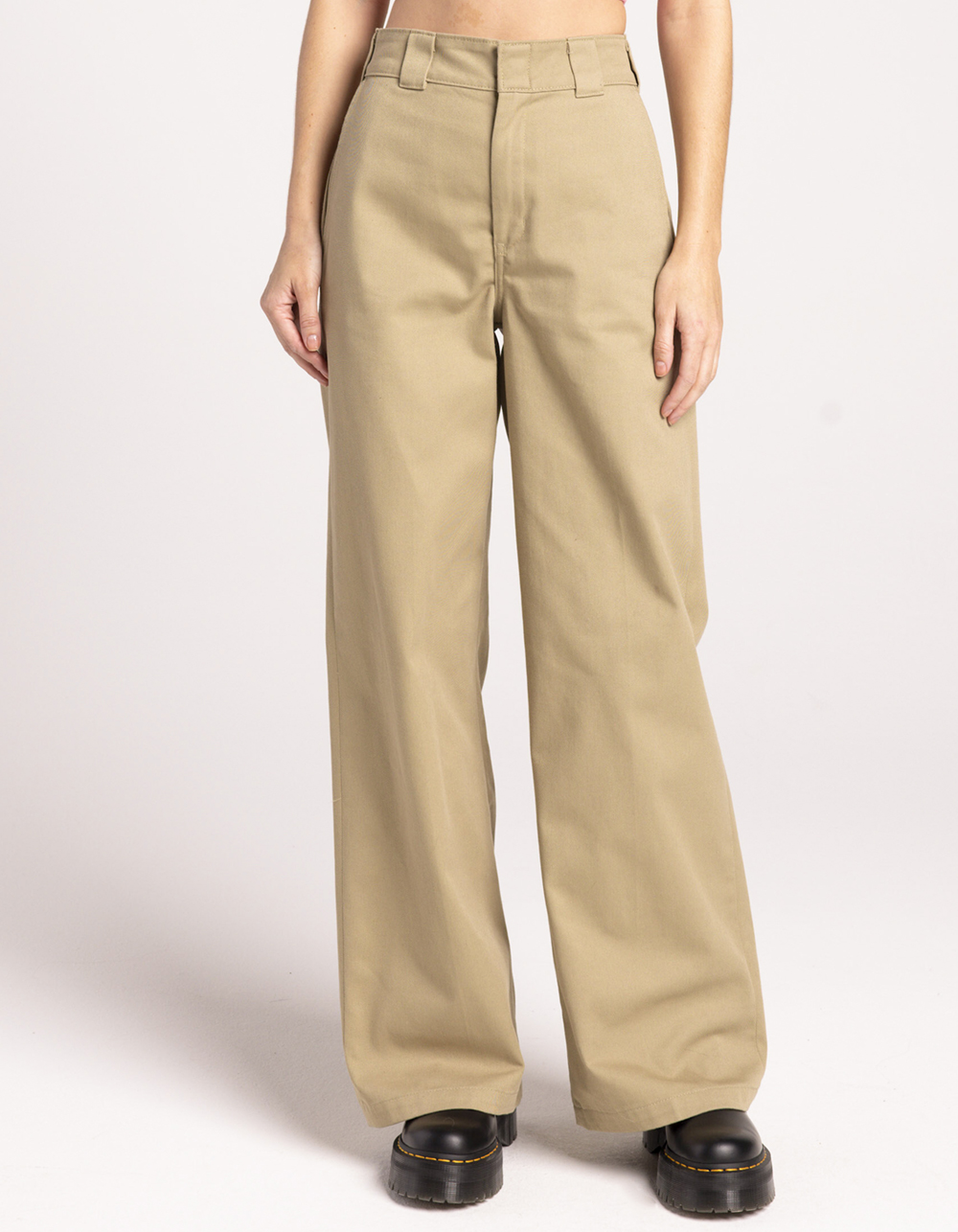 DICKIES Womens Wide Leg Work Pants KHAKI Tillys