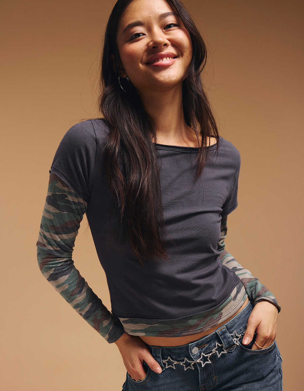 FULL TILT CAMO Long Sleeve 2fer Tee