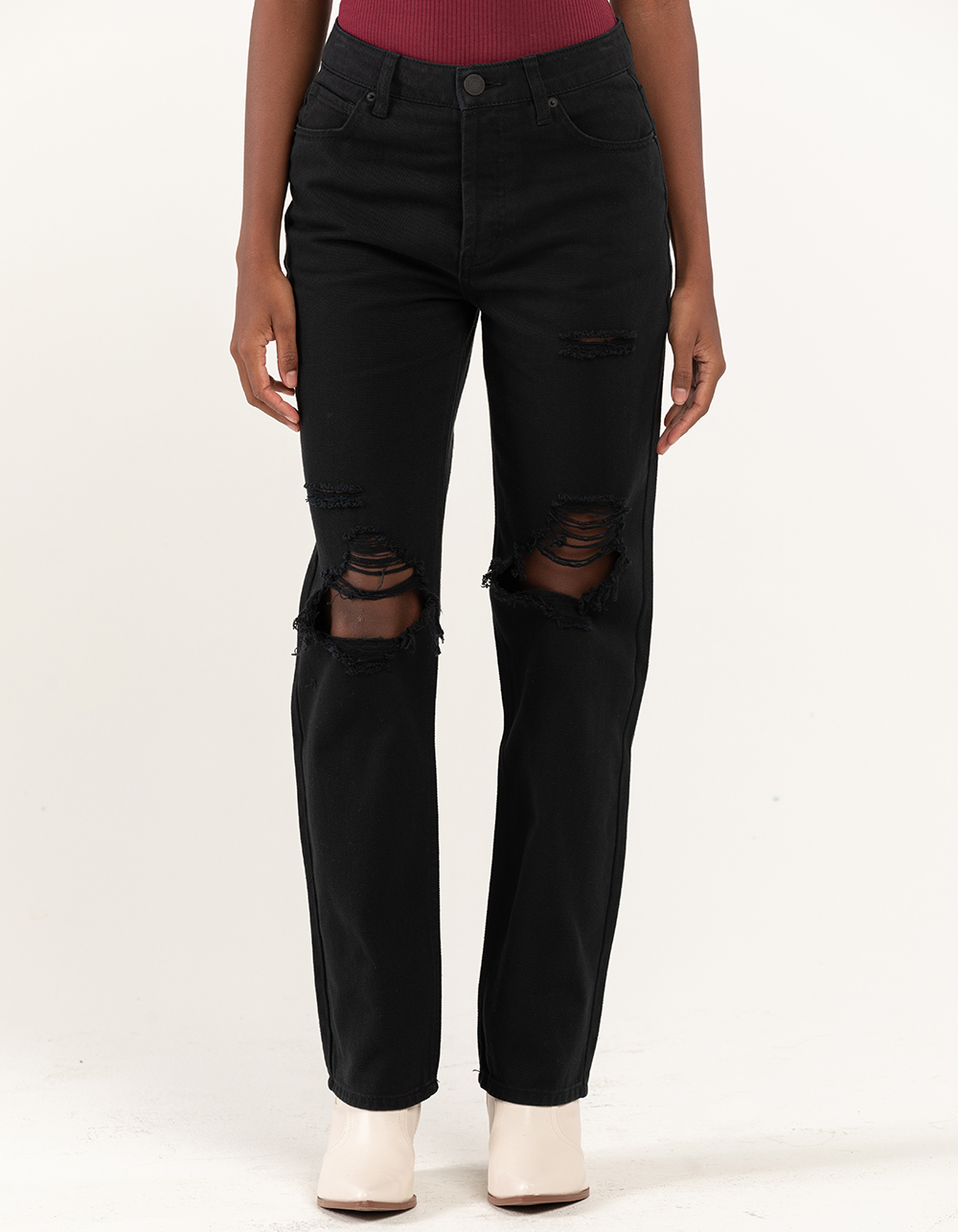 RSQ Womens High Rise Straight Leg Jeans - WASHED BLACK