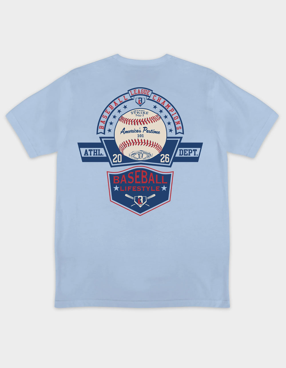 Baseball LIFESTYLE 101 Champions Boys Tee - LIGHT BLUE