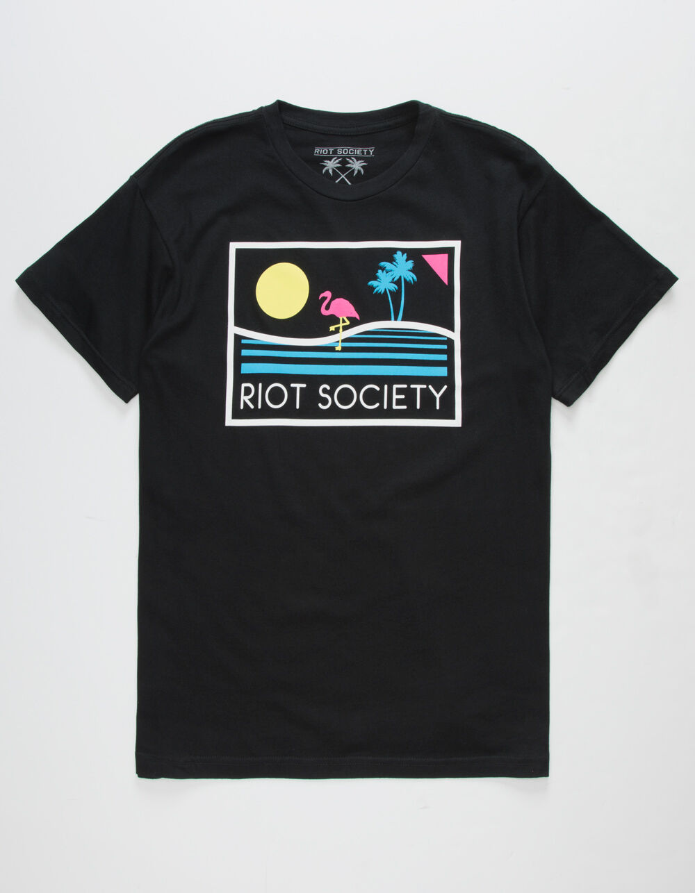 RIOT SOCIETY Neon Flamingo Mens T-shirt - BLACK | Tillys