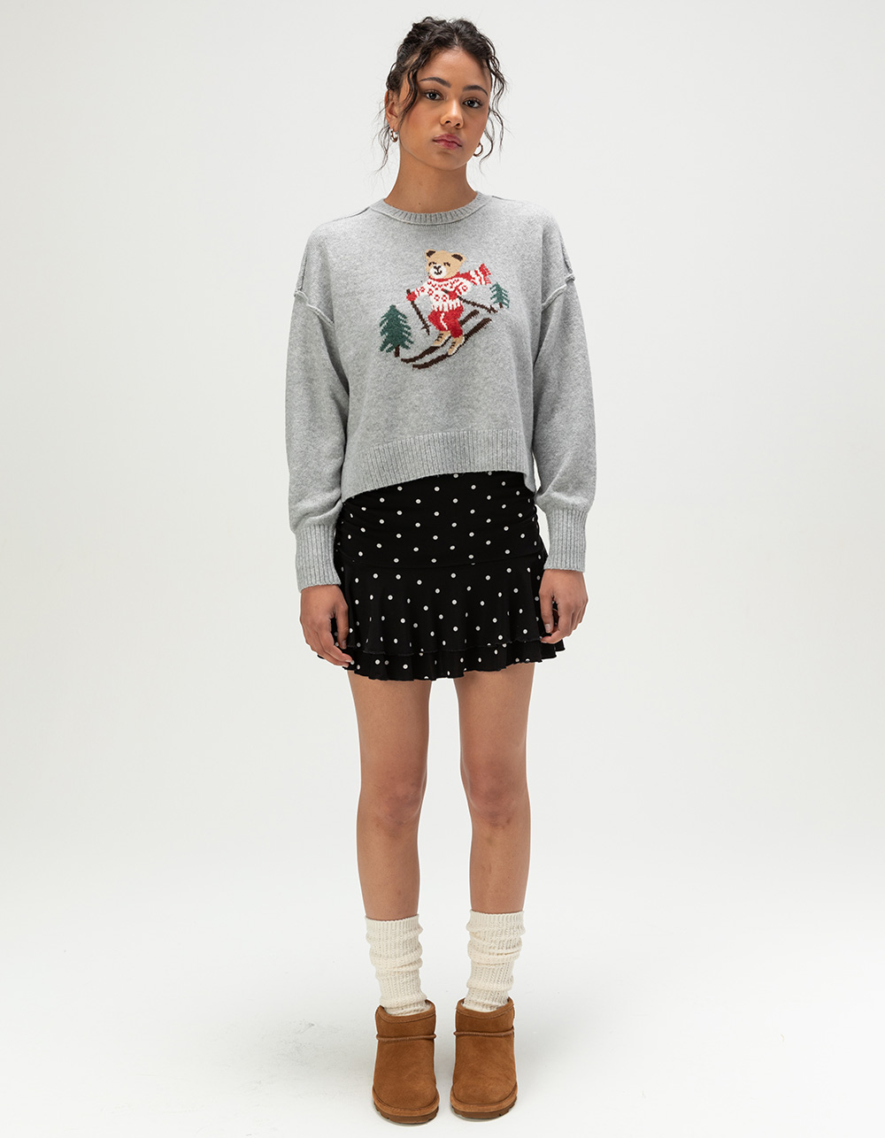 PINK ROSE Bear Womens Sweater - GRAY